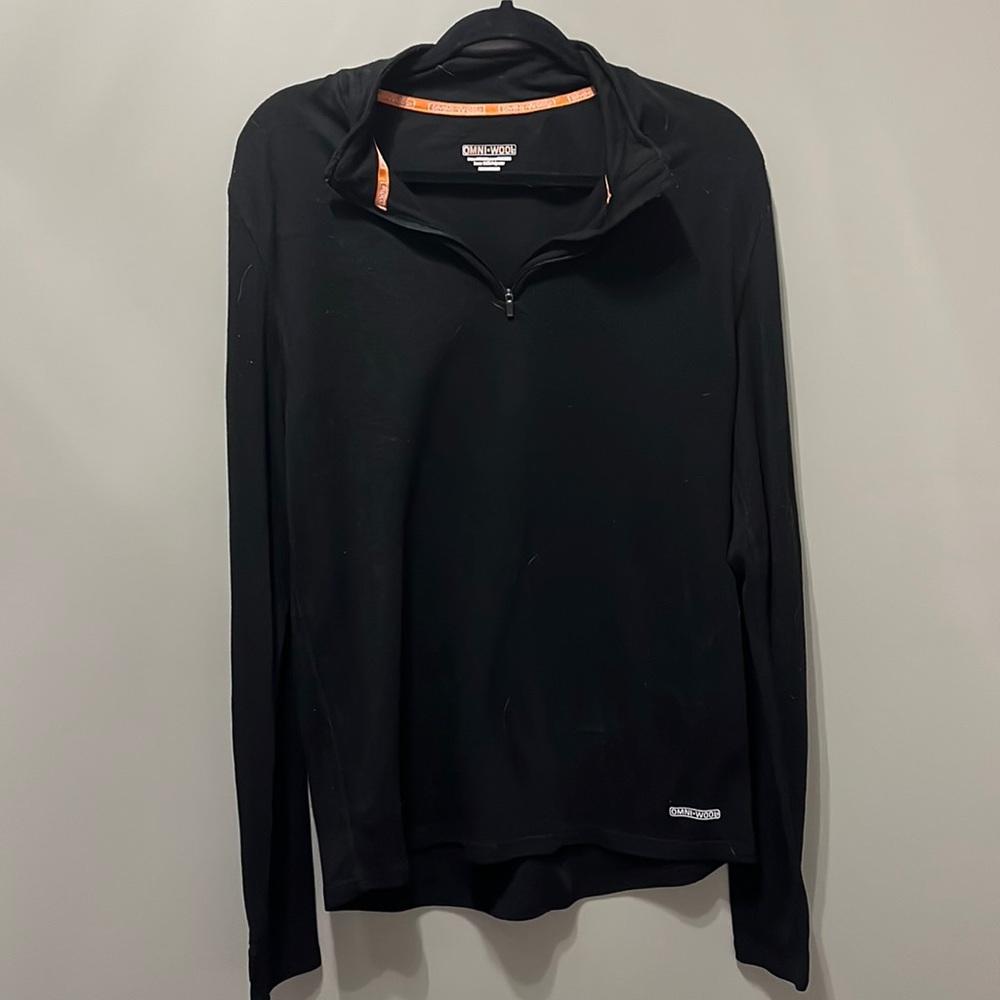 Omni Wool Men’s Quarter Zip Pullover w/ Thumbholes XL, Smoke-Free Home